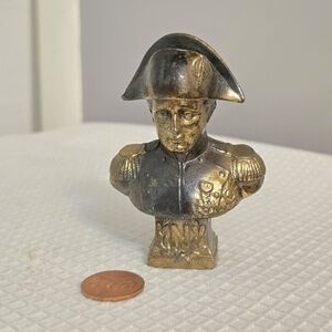 Vtg Mini Brass Napoleon Bust Figurine Antique Bronze Metal Paperweight